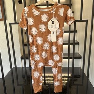 Kids Sun Print Brown Pajama Set